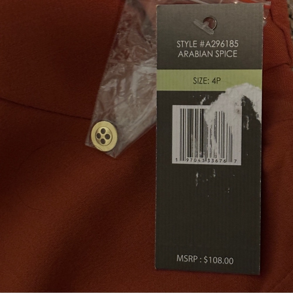 Sharagano Terracotta Midi Dress NWT Petite 4P Button Front Belted Work - Picture 7 of 7